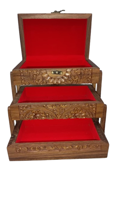 Jewelry Box Novelty Item, Unique Artisan Traditional Hand Carved Jewelry Box Wooden Jewelry Box Jewelry Box Organizer Gift for Women Girls Case Organizer Jewelry Boxes Holder - Storage Compartment for Rings, Earrings and Necklaces